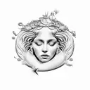 A dotwork depiction of Botticelli's The Birth of Venus, but with Beyoncé as the goddess tattoo design idea