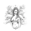 A dotwork depiction of Botticelli's The Birth of Venus, but with Beyoncé as the goddess tattoo design idea