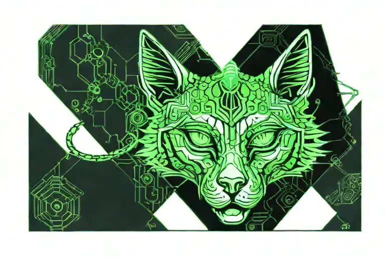 a green alien cat smoking weed tattoo design idea