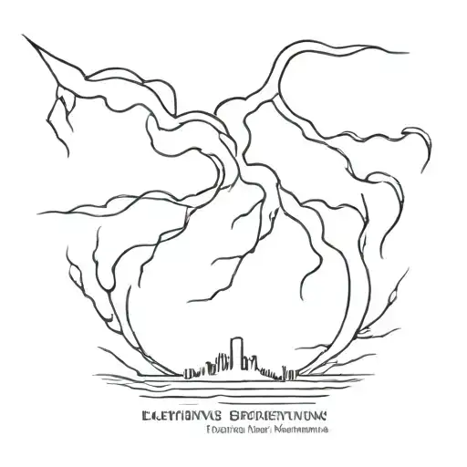 A minimalist tattoo of a thunderstorm with Bruce Springsteen lyrics as lightning bolts tattoo design idea