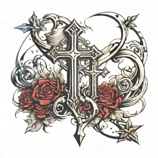 crosses and bibble verse tattoo design idea