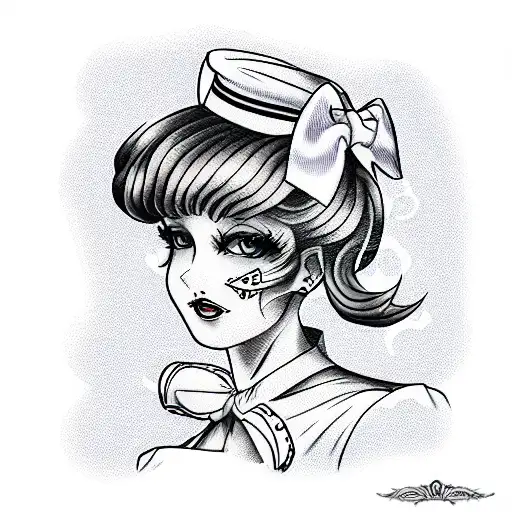 sailor uniform redhead pinup sexy tattoo design idea