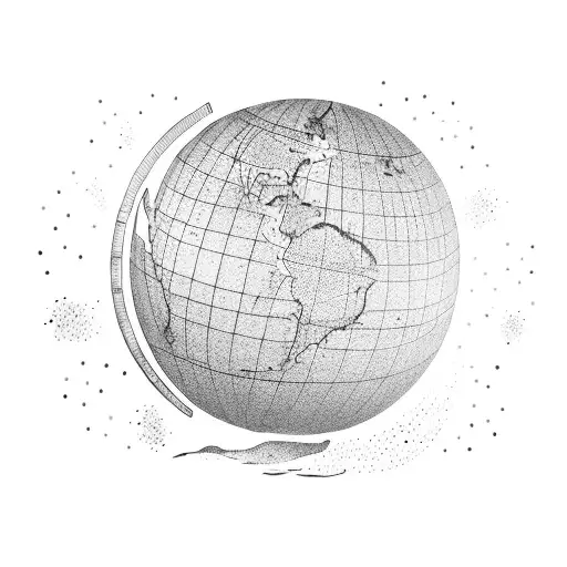 A silhouette of a globe with a trail of footprints representing your travel adventures tattoo design idea