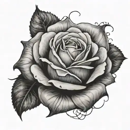 A realistic black and grey rose with hidden Led Zeppelin references, symbolizing the bond between a father and his daughter tattoo design idea