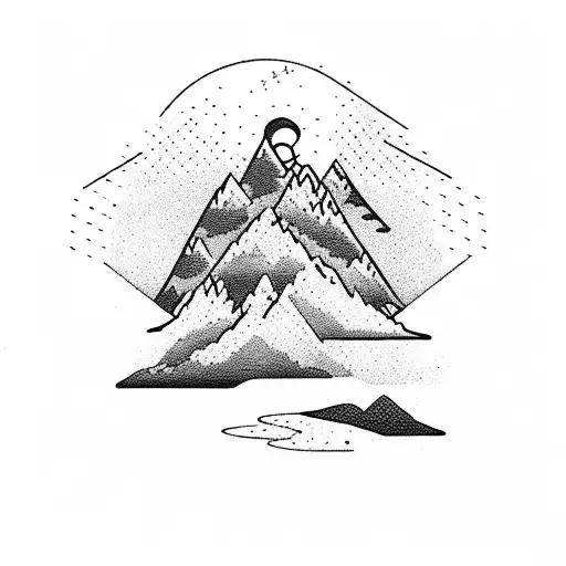 mountain with Palm tree very fit  tattoo design idea
