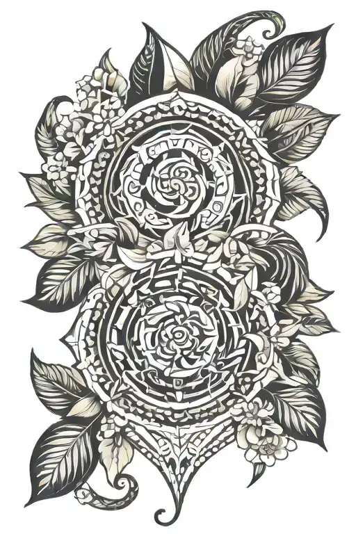 virgo snake flowers tattoo design idea