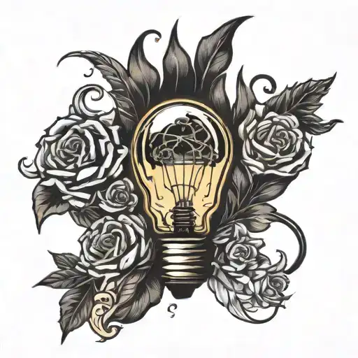 whats done in the dark will be brought to light bulb tattoo design idea