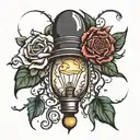 whats done in the dark will be brought to light bulb tattoo design idea