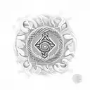 A medicine symbol surrounded by a swirling snake, representing the transformative power of nature and the healing energy it provides tattoo design idea