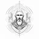 A Saint Benedict symboled surrounded by waves with a fenix theme tattoo design idea