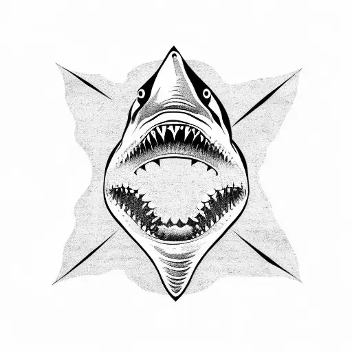 Shark and sea life tattoo design idea