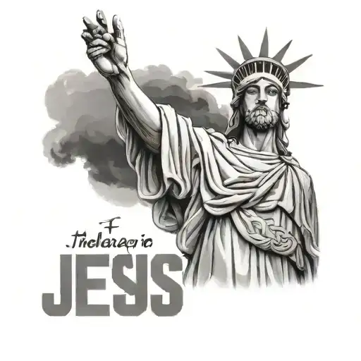 cristo redentor with "i belong to Jesus" under tattoo design idea