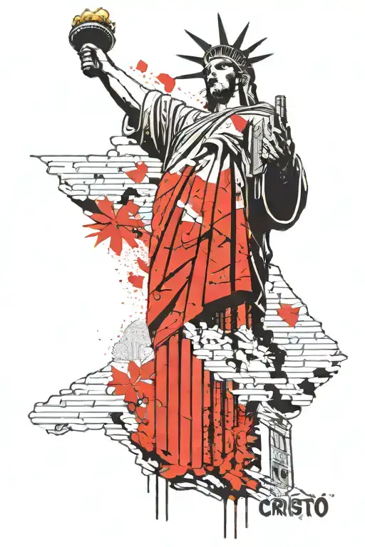 cristo redentor statue full body with text saying "I belong to Jesus" in the same fund as kakas I belong to Jesus shirt tattoo design idea