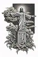 cristo redentor statue full body with text saying "I belong to Jesus" in the same fund as kakas I belong to Jesus shirt tattoo design idea