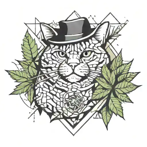 fat cat smoking weed joint tattoo design idea