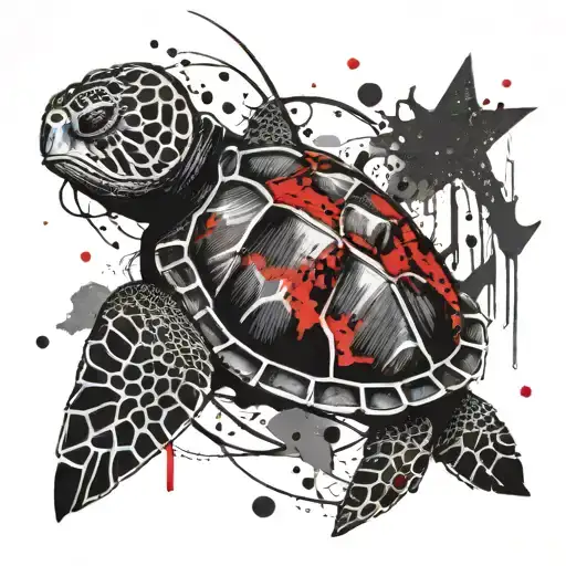 sea turtle with Masonic symbolism   tattoo design idea