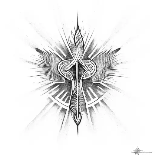 Cross flames tribal tattoo design idea