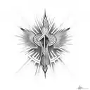 Cross flames tribal tattoo design idea