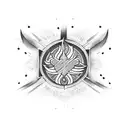 Cross flames tribal tattoo design idea