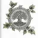 A Celtic tree of life design intertwined with a compass rose, symbolizing guidance and growth tattoo design idea