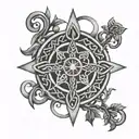 A Celtic tree of life design intertwined with a compass rose, symbolizing guidance and growth tattoo design idea