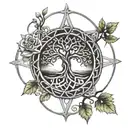 A Celtic tree of life design intertwined with a compass rose, symbolizing guidance and growth tattoo design idea