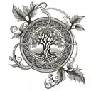 A Celtic tree of life design intertwined with a compass rose, symbolizing guidance and growth tattoo design idea