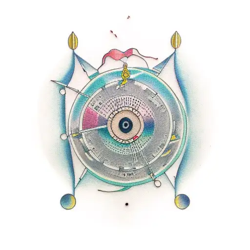 A minimalist tattoo of a vinyl record with musical notes flowing out of it tattoo design idea