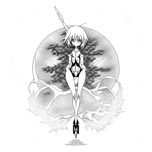 Evangelion theme with angels and Rei Ayanami and the tree of life  tattoo design idea