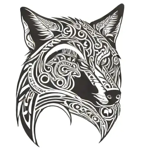 a howling wolf with a half moon  tattoo design idea