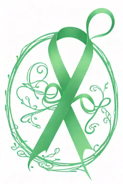 Mental health awareness green ribbon wrapped tattoo design idea