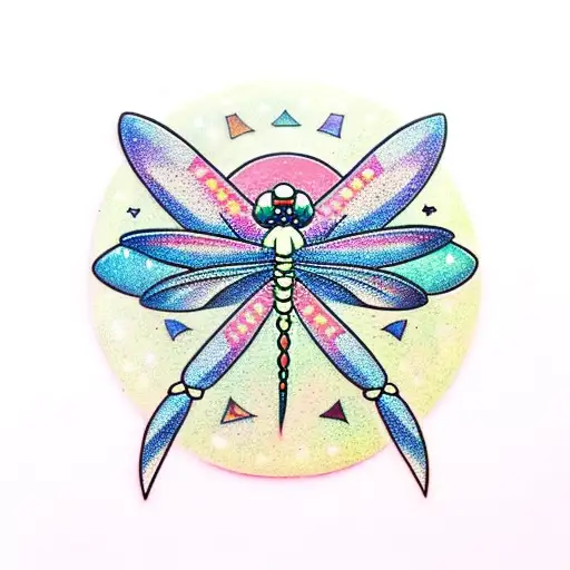 Dragonfly with a heart in the middle and sailor moon style diamonds tattoo design idea