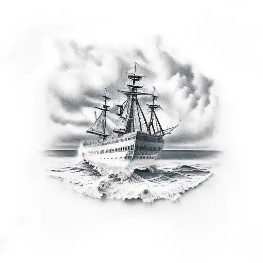 ship wreck tattoo design idea