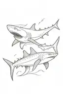 hammer head shark swimming with a whale shark tattoo design idea
