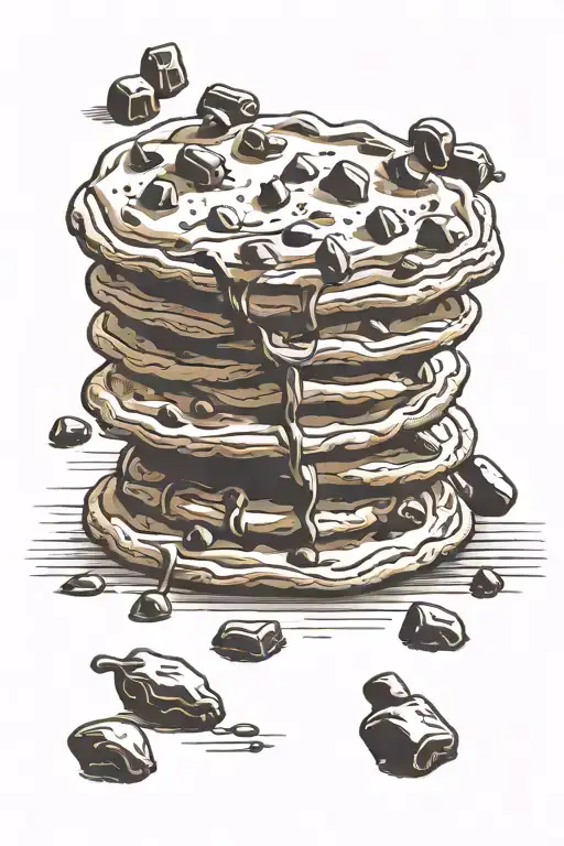 muscular chocolate chip cookie tattoo design idea