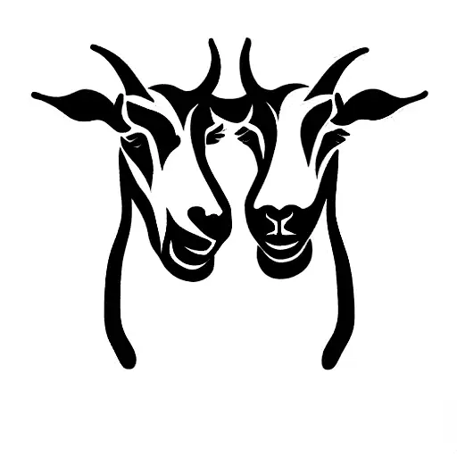 silhouettes of the heads of two goats tattoo design idea
