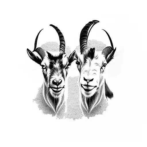 can you generate me a minimalist design on silhouettes of the heads of two goats bumping each other? tattoo design idea