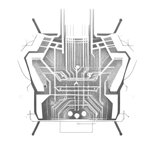 Incorporate circuit board elements into a cyberpunk design to cover scars on stomach tattoo design idea