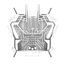 Incorporate circuit board elements into a cyberpunk design to cover scars on stomach tattoo design idea