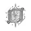 Incorporate circuit board elements into a cyberpunk design to cover scars on stomach tattoo design idea