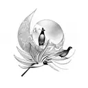 thomas with birds of paradise and sunset  tattoo design idea