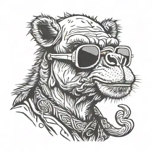 camel wearing sunglasses talking to a monkey tattoo design idea