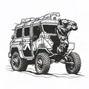 Camel offroad 4x4 driving tattoo design idea