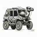 Camel offroad 4x4 driving tattoo design idea