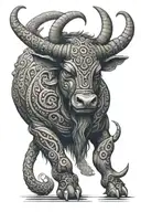 tribal minotaur tattoo design idea