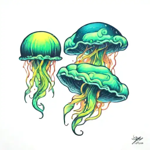 Aurora borealis and jellyfish tattoo design idea