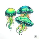 Aurora borealis and jellyfish tattoo design idea