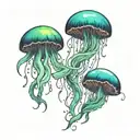 Aurora borealis and jellyfish tattoo design idea