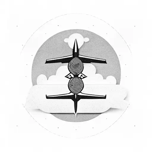 thin strokes of a military plane flying tattoo design idea