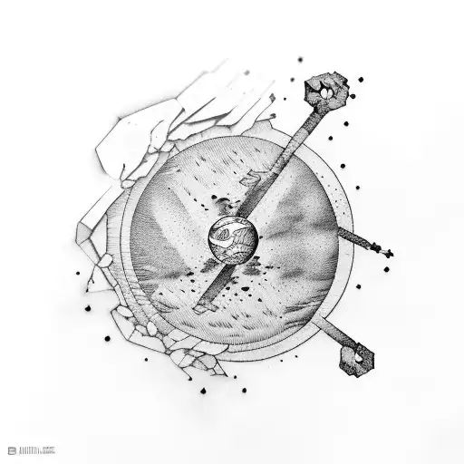 a mix between Atlas and Sisyphus serving their punishment together on the same stone stone slab tattoo design idea